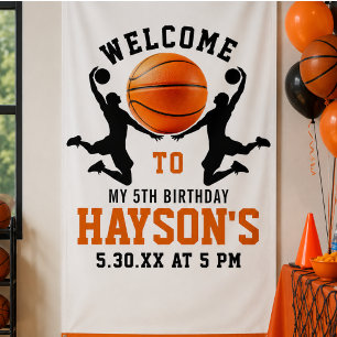 Orangenbasketball Boy 5. Geburtstagsparty Banner