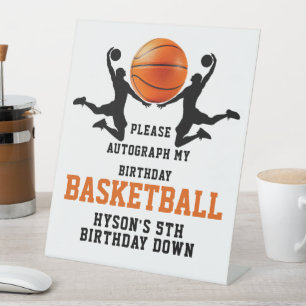 Orangenbasketball Boy 5. Geburtstagsparty Sockelschild