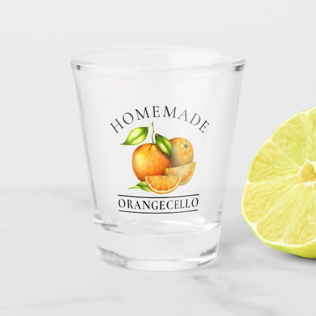 Orangenbäume Orangecello comunale Schnapsglas (Vorderseite)