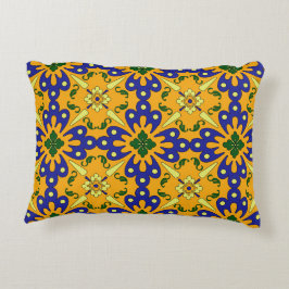 Orangenblau-gelbe Talavera-Tile-Design Zierkissen