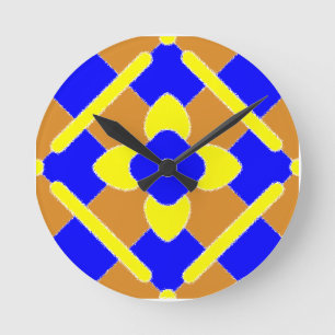 Orangenblau und gelb Spanische Fliesenlehre Runde Wanduhr