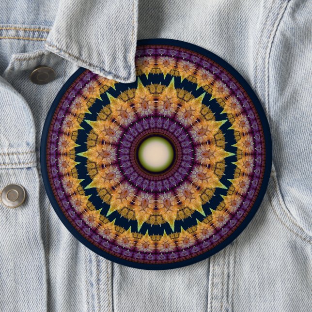 Orangenblauer Mandala-Ornament aus sonniges Frakta Button (Beispiel)
