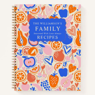 Orangenblauer Monogramm Obst Gemüse Rezepte Notizbuch