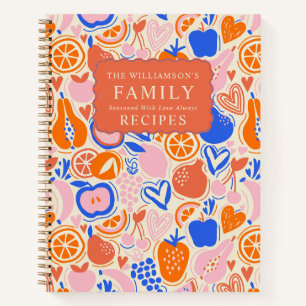 Orangenblauer Monogramm Obst Gemüse Rezepte Notizbuch