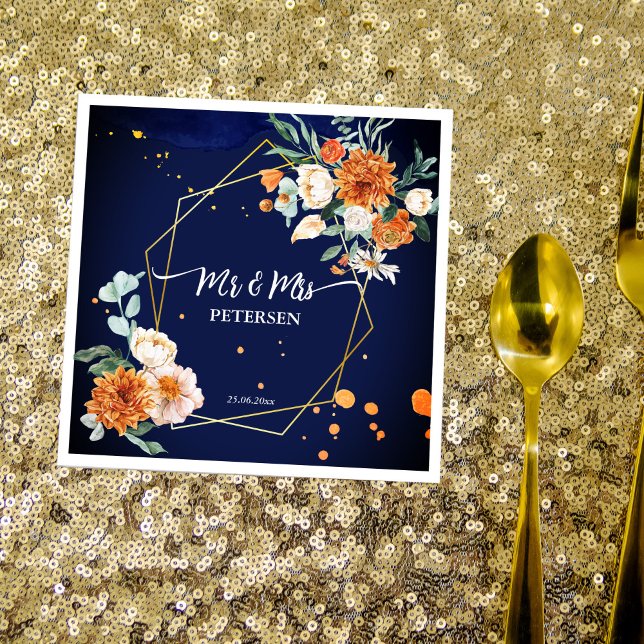 Orangenblauer Salbei Blume marineblauer individuel Serviette (Von Creator hochgeladen)