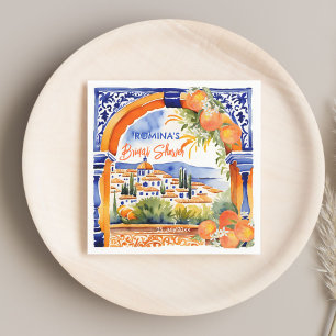 Orangenblaues Azulejo-Talavera-Brautparty Serviette