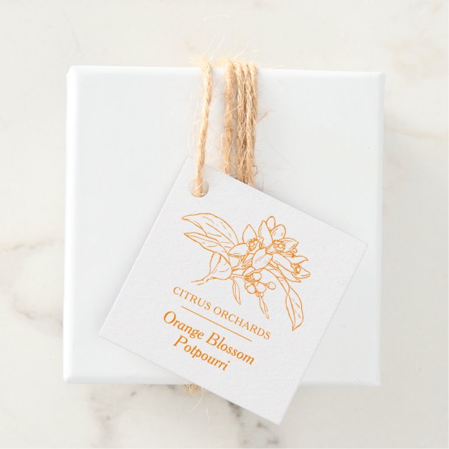 Orangenblümchen Potpourri Produkt Strichcode QR Co Geschenkanhänger (Beispiel)