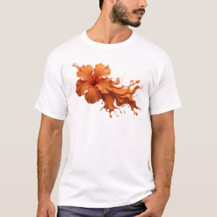Orangenblumen-Kundenauftrag abstraktes Kunstdesign T-Shirt