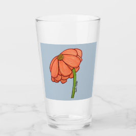 Orangenblüte mit blauem Hintergrund Glas