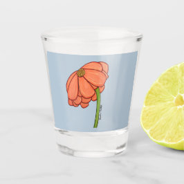Orangenblüte mit blauem Hintergrund Schnapsglas