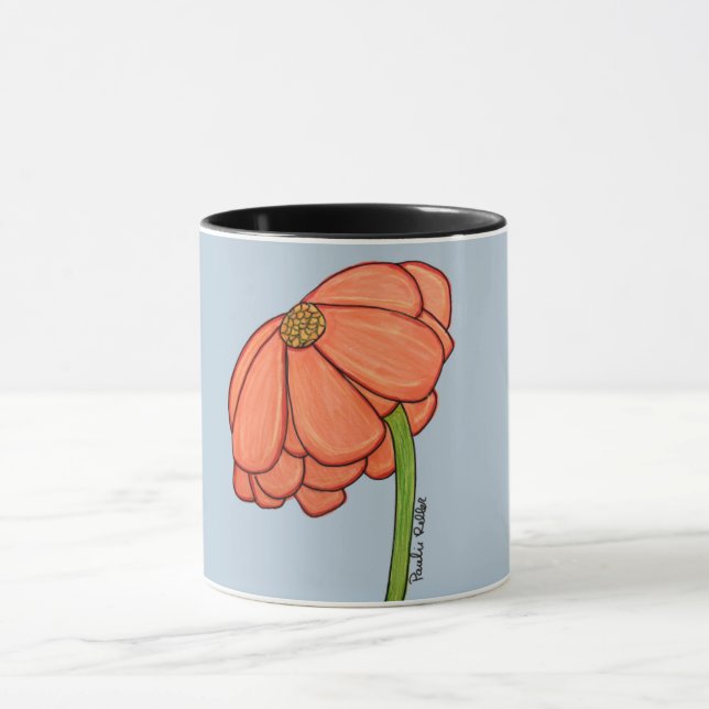 Orangenblüte mit blauem Hintergrund Tasse (Zentrum)