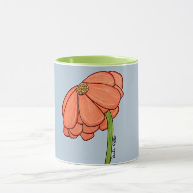 Orangenblüte mit blauem Hintergrund Tasse (Zentrum)