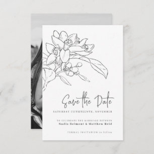 Orangenblüte Mono-Foto Hochzeit speichern Sie das Save The Date