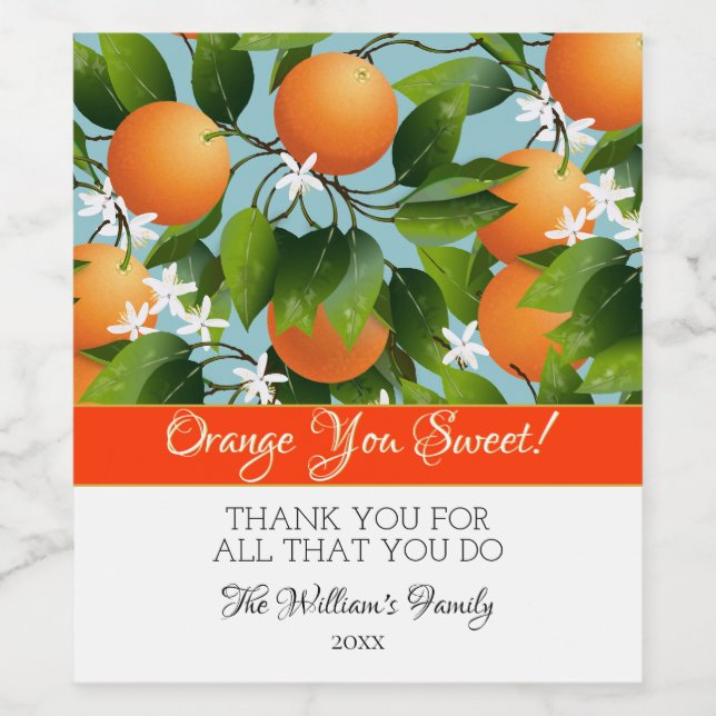 Orangenblüte Weinetikett (Einzelnes Label)