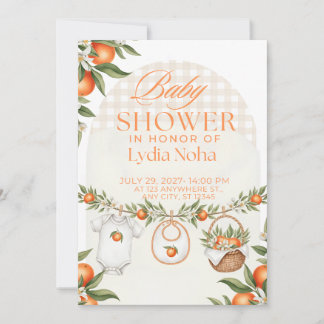 Orangenblüten-Baby-Shower-Einladung | Zitrus Einladung