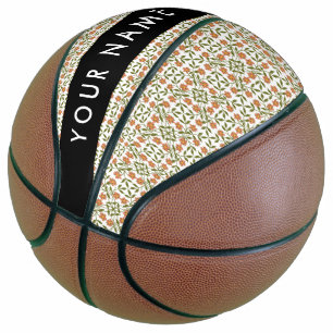 Orangenblüten, Blumenmuster, Boho, Ihr Name Basketball