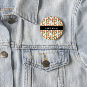 Orangenblüten, Blumenmuster, Boho, Ihr Name Button
