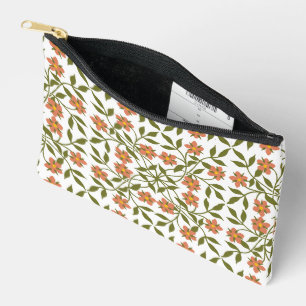 Orangenblüten, Blumenmuster, Grünpflanzen, Boho Zubehörtasche