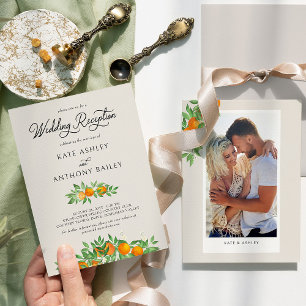 Orangenblüten-Foto-Hochzeitsempfang nur Einladung
