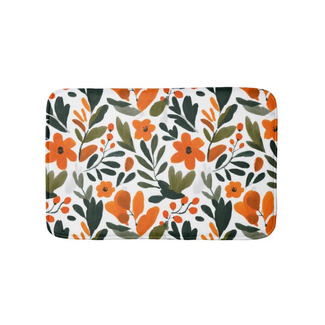 Orangenblüten Frühlingslaub Elegante Botanik  Badematte (Vorderseite)