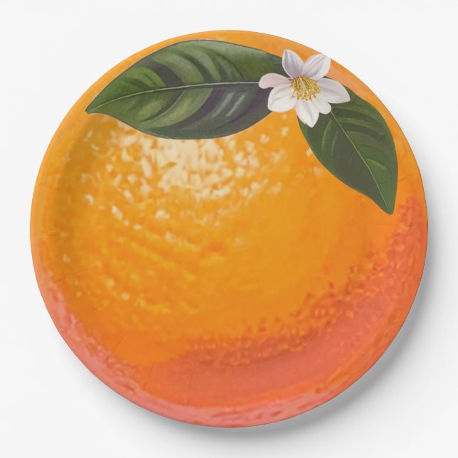 Orangenblüten-Party-Teller Pappteller (Vorderseite)