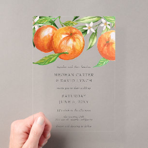 Orangenblüten-Zitrus-Botanische Hochzeit Acryleinladungen