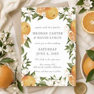 Orangenblüten-Zitrus-Botanische-Hochzeit Einladung