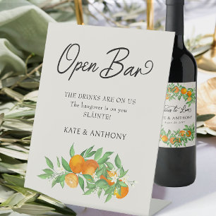 Orangenblüten-Zitrus-Hochzeits-Open-Bar Sockelschild
