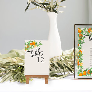 Orangenblüten-Zitrusfrucht-Hochzeit Tischnummer