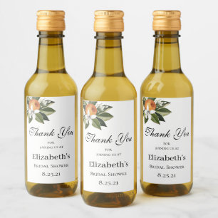 Orangenblüten Zitrusgrün Mini-Wein Weinetikett