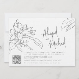 Orangenblütenskizze Mono Foto Hochzeitslandschaft Einladung