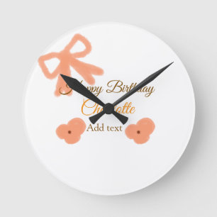 Orangenbogen Blume Pasta Aquarellfarbe Geburtsname Runde Wanduhr
