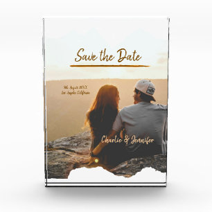 Orangenboho Save the Date Name des modernen Fotos