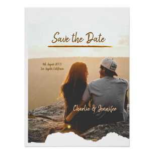 Orangenboho Save the Date Name des modernen Fotos Poster