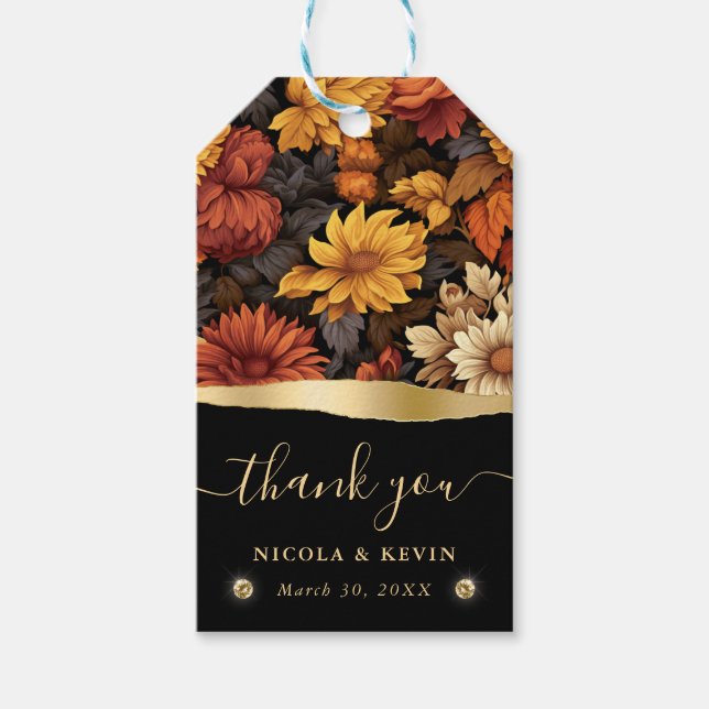 Orangenbraun-Herbstlaube Hochzeit Geschenkanhänger (Vorderseite)