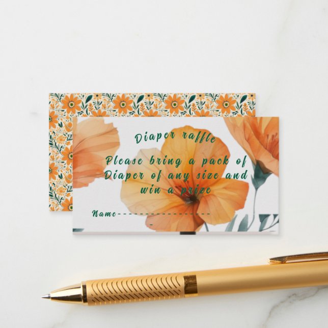 Orangenbücher der Blume für die Babyeinschlusskart Begleitkarte (Vorderseite/Rückseite Beispiel)