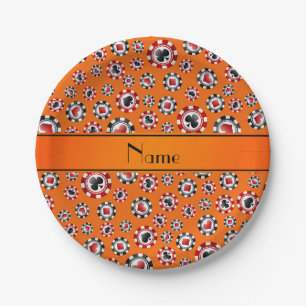 Orangenchips mit personalisiertem Namen, Poker Pappteller
