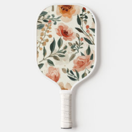 Orangene Aquarell-Blumen Botanische Malerei Pickleball Schläger