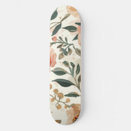 Orangene Aquarell-Blumen Botanische Malerei Skateboard
