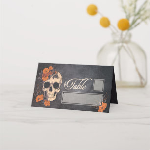 Orangene Blumen Elegante Tisch- und Namenskarte Platzkarte
