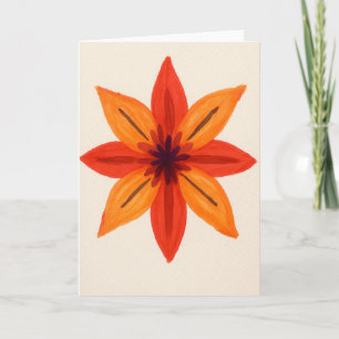 Orangene Blumen-Wasserfarbe Leere Grußkarte Karte