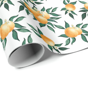 Orangene Botanische Sommer-Zitrus-Amalfiküste Geschenkpapier