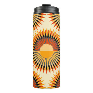 Orangene Elfenbein Blumen Sterne Muster Thermosbecher