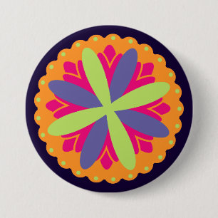 Orangene florale Formen Illustration Button