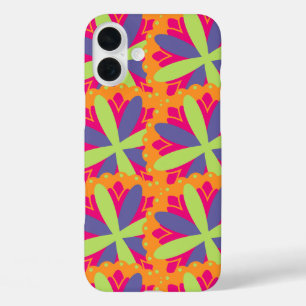 Orangene florale Formen Illustration iPhone 16 Plus Hülle