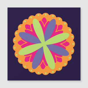 Orangene florale Formen Illustration Magnetkarte