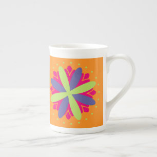 Orangene florale Formen Illustration Prozellantasse