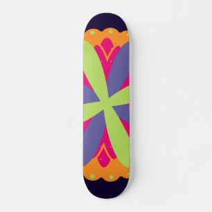 Orangene florale Formen Illustration Skateboard