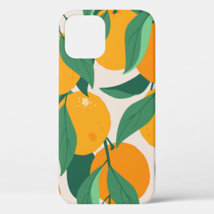 Orangene Früchte und Blätter nahtloses Muster Case-Mate iPhone Hülle