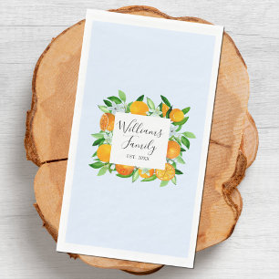 Orangene Früchte und Blumen Sommerliche Blumengest Serviette